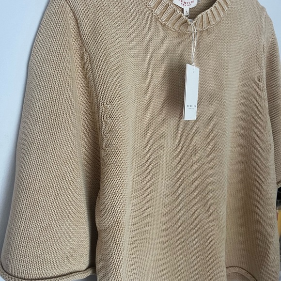 Demylee 100% cotton Ezra bone cream short sleeve sweater top medium - Picture 2 of 5